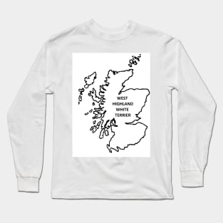 west highland white terrier name origin outline Long Sleeve T-Shirt